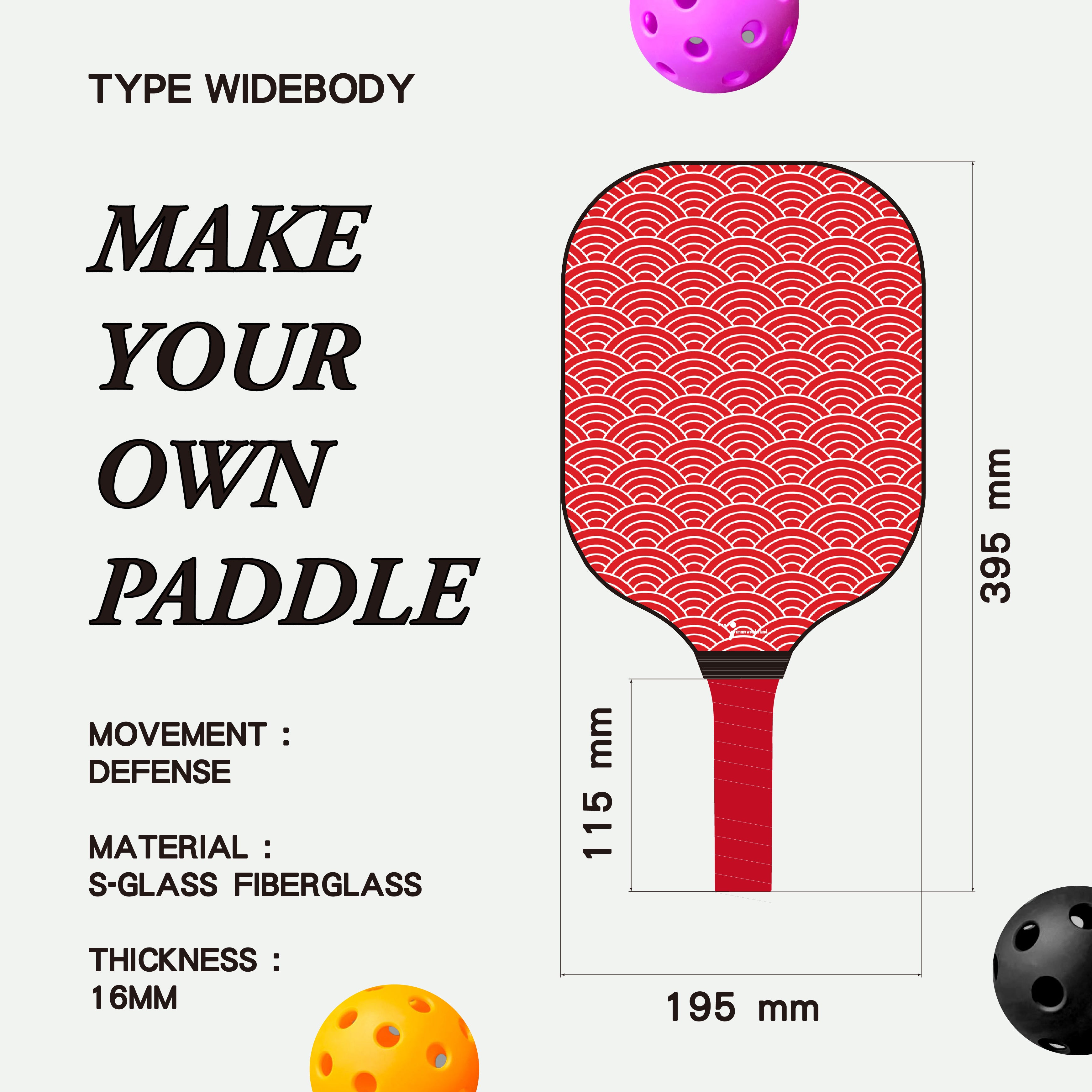 Pickleball Paddle - Adult  S-glass Fiberglass (Widebody)  (Customization)